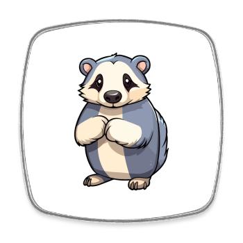 Blaireau Mignon Dessin Animé Kawaii Aquarelle Animal Animal De Compagnie - Magnet carré - blanc - Devant