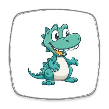 Crocodile Cute Cartoon Kawaii Watercolor Animal Pe - Square fridge magnet - white - Front