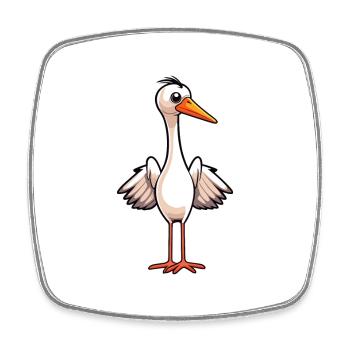 Grue Mignon Dessin Animé Kawaii Aquarelle Animal De Compagnie - Magnet carré - blanc - Devant