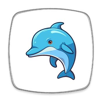 Dolphin Cute Cartoon Kawaii Watercolor Animal Pet - Square fridge magnet - white - Front