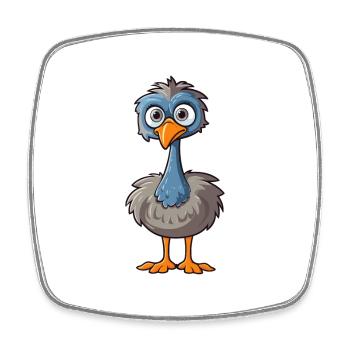 Emu Cute Cartoon Kawaii Watercolor Animal Pet - Square fridge magnet - white - Front