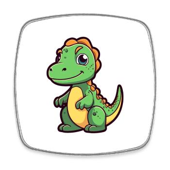 Dinosaurier niedliche Karikatur Kawaii Aquarell Tier Haustier - Viereckiger Kühlschrankmagnet - Weiß - Vorne