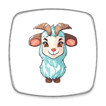 Goat Cute Cartoon Kawaii Watercolor Animal Pet - Square fridge magnet - white - Front