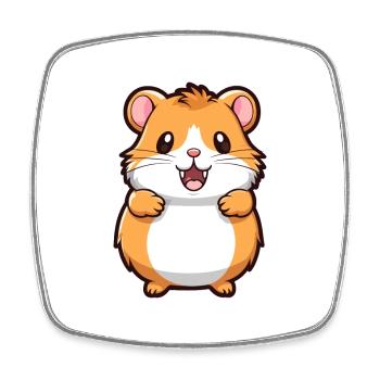 Hamster Niedliche Karikatur Kawaii Aquarell Tier Haustier - Viereckiger Kühlschrankmagnet - Weiß - Vorne