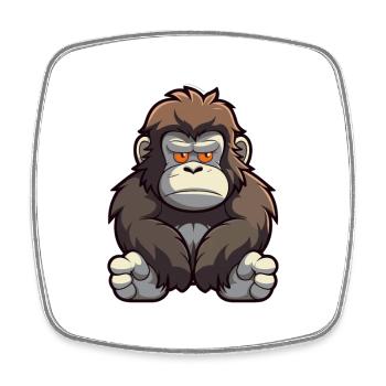 Gorilla Cute Cartoon Kawaii Watercolor Animal Pet - Square fridge magnet - white - Front