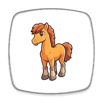 Pferd niedliche Karikatur Kawaii Aquarell Tier Haustier - Viereckiger Kühlschrankmagnet - Weiß - Vorne