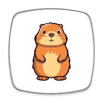 Marmotte mignon dessin animé kawaii aquarelle Animal Pe - Magnet carré - blanc - Devant