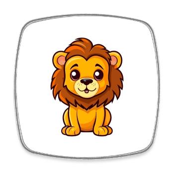 Lion Cute Cartoon Kawaii Watercolor Animal Pet - Square fridge magnet - white - Front