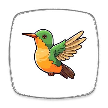 Colibri mignon dessin animé kawaii aquarelle Animal - Magnet carré - blanc - Devant