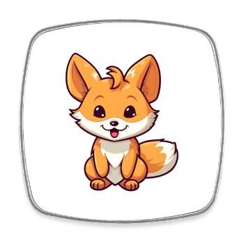 Fuchs Niedliche Karikatur Kawaii Aquarell Tier Haustier - Viereckiger Kühlschrankmagnet - Weiß - Vorne