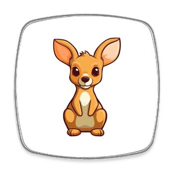 Kangaroo Cute Cartoon Kawaii Watercolor Animal Pet - Square fridge magnet - white - Front