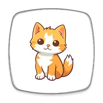 Chaton mignon dessin animé kawaii aquarelle Animal de compagnie - Magnet carré - blanc - Devant