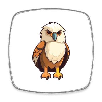 Faucon mignon dessin animé kawaii aquarelle animal de compagnie - Magnet carré - blanc - Devant