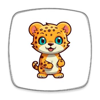 Jaguar Niedliche Karikatur Kawaii Aquarell Tier Haustier - Viereckiger Kühlschrankmagnet - Weiß - Vorne