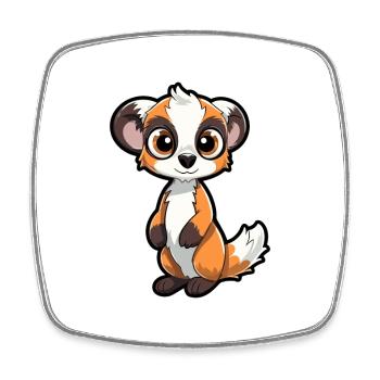 Lemur Cute Cartoon Kawaii Watercolor Animal Pet - Square fridge magnet - white - Front