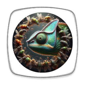 The Chameleon and the Insects - Square fridge magnet - white - Front