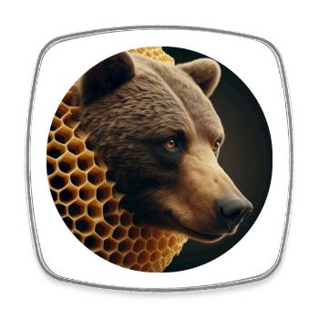 Ours brun en nid d’abeille - Magnet carré - blanc - Devant