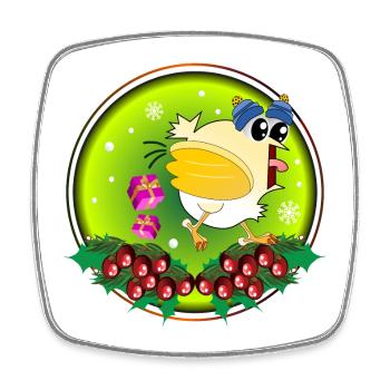 CHRISTMAS CHICKENS - Square fridge magnet - white - Front