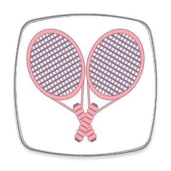 RAQUETTES DE TENNIS - COUPLES DE TENNIS - Magnet carré - blanc - Devant