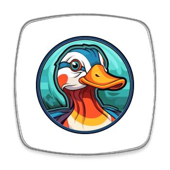 Canard mandarin vitrail coloré Cartoon Kawai - Magnet carré - blanc - Devant