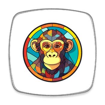 Affe Buntglas Bunte Karikatur Kawaii Anima - Viereckiger Kühlschrankmagnet - Weiß - Vorne