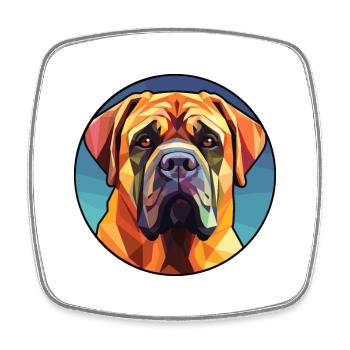 Mastiff chien vitrail coloré dessin animé Kawaii - Magnet carré - blanc - Devant