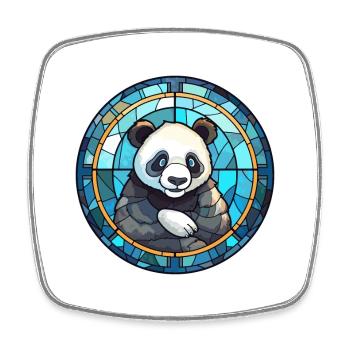 Panda Buntglas Bunte Karikatur Kawaii Tier - Viereckiger Kühlschrankmagnet - Weiß - Vorne