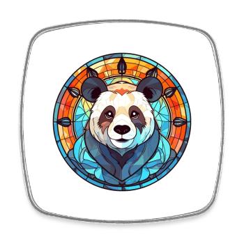 Panda Buntglas Bunte Karikatur Kawaii Tier - Viereckiger Kühlschrankmagnet - Weiß - Vorne