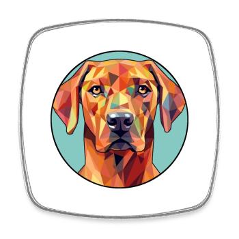 Rhodesian Ridgeback Dog Stained Glass Colorful Car - Square fridge magnet - white - Front