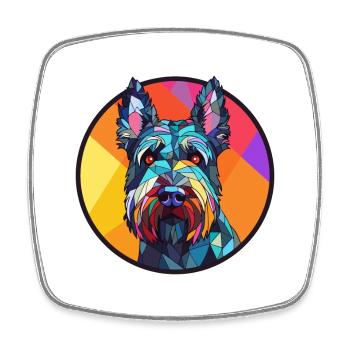 Chien Terrier écossais vitrail coloré Cartoo - Magnet carré - blanc - Devant