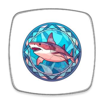Hai Buntes Glas Buntes Cartoon Kawaii Tier - Viereckiger Kühlschrankmagnet - Weiß - Vorne