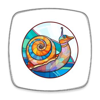 Schnecke Buntglas Bunte Karikatur Kawaii Tier - Viereckiger Kühlschrankmagnet - Weiß - Vorne