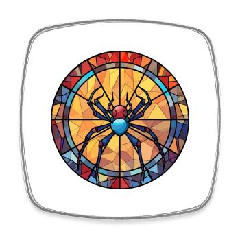 Spinne Buntglas Bunte Karikatur Kawaii Anima - Viereckiger Kühlschrankmagnet - Weiß - Vorne