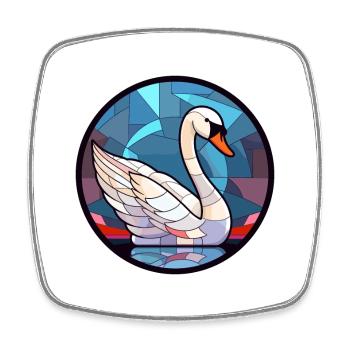 Schwanen-Buntglas-Cartoon-Kawaii-Tier - Viereckiger Kühlschrankmagnet - Weiß - Vorne