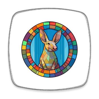 Aardvark Vitrail Coloré Dessin animé Kawaii Pet - Magnet carré - blanc - Devant