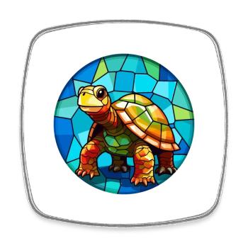 Schildkröte Bunte Karikatur Kawaii Anima - Viereckiger Kühlschrankmagnet - Weiß - Vorne