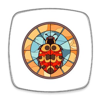 Coccinelle vitrail coloré dessin animé Kawaii Anim - Magnet carré - blanc - Devant