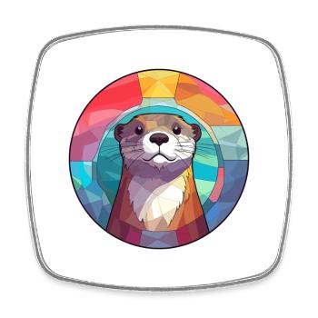 Otter Buntglas Bunte Karikatur Kawaii Tier - Viereckiger Kühlschrankmagnet - Weiß - Vorne
