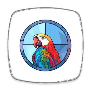 Papagei Buntglas Bunte Karikatur Kawaii Anima - Viereckiger Kühlschrankmagnet - Weiß - Vorne