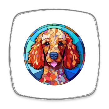 Pudel Hund Bunte Karikatur Kawaii A - Viereckiger Kühlschrankmagnet - Weiß - Vorne