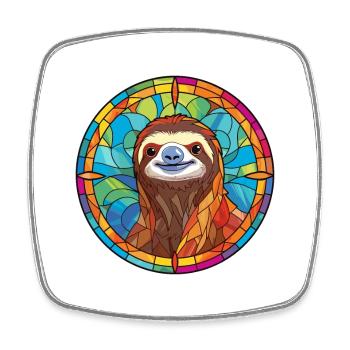 Faultier Buntes Buntes Cartoon-Kawaii-Tier - Viereckiger Kühlschrankmagnet - Weiß - Vorne