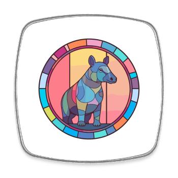 Tapir Buntglas Buntes Cartoon Kawaii Tier - Viereckiger Kühlschrankmagnet - Weiß - Vorne
