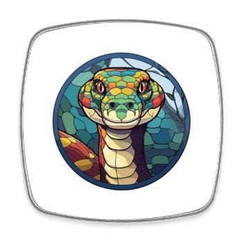 Anaconda Buntglas Bunt Karikatur Kawaii Ani - Viereckiger Kühlschrankmagnet - Weiß - Vorne
