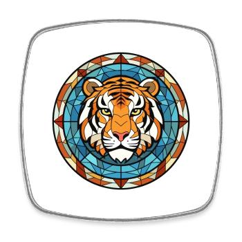 Tiger Buntes Buntes Karikatur-Kawaii-Tier - Viereckiger Kühlschrankmagnet - Weiß - Vorne
