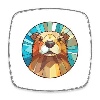 Biber Buntglas Bunte Karikatur Kawaii Anima - Viereckiger Kühlschrankmagnet - Weiß - Vorne