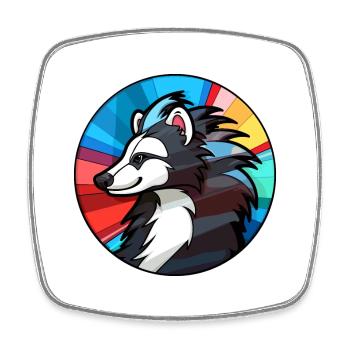 Skunk vitrail coloré dessin animé Kawaii Animal - Magnet carré - blanc - Devant