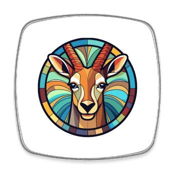 Antilope Buntglas Bunte Karikatur Kawaii Ani - Viereckiger Kühlschrankmagnet - Weiß - Vorne