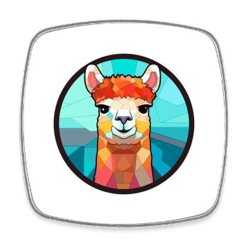 Alpaga vitrail coloré dessin animé Kawaii Anima - Magnet carré - blanc - Devant