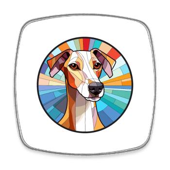 Whippet Hund Buntes Glas Bunte Karikatur Kawaii - Viereckiger Kühlschrankmagnet - Weiß - Vorne