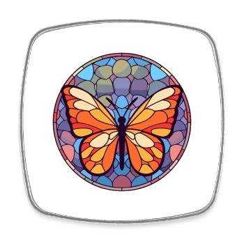 Butterfly Stained Glass Colorful Cartoon Kawaii An - Square fridge magnet - white - Front